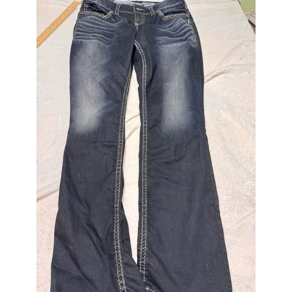 Silver Suki Bootcut Jean Women SZ 14/L32 Blue Dark Wash Thick Stitch Stone Wash - Picture 1 of 11